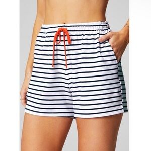 Fabletics French Terry Blue and White Stripe Shorts Size XL